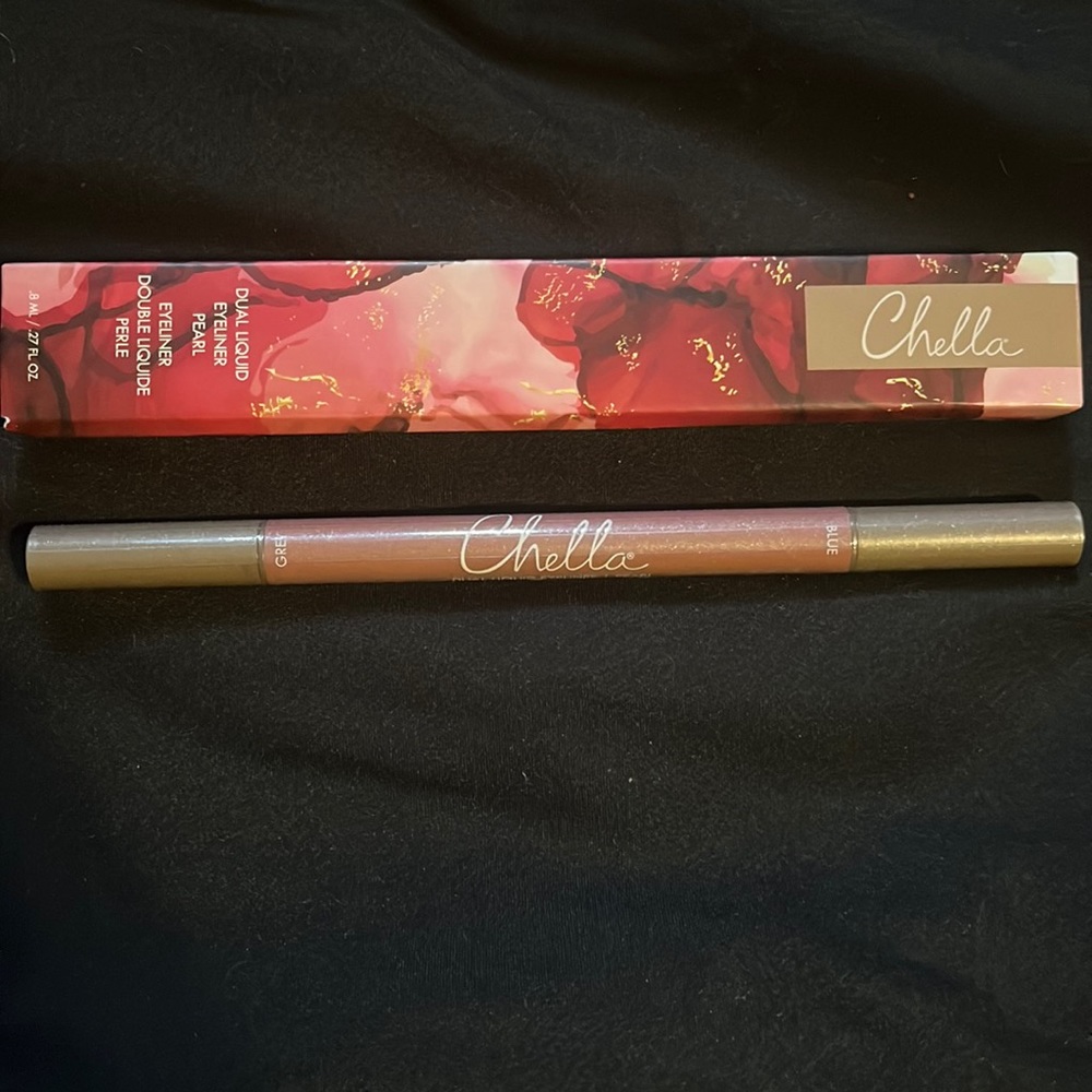 NIB Chella Dual Liquid Eyeliner Felt Tip Pearl Grey and Pearl Blue